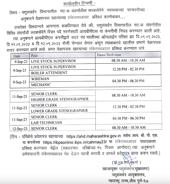 Pashusavardhan Vibhag Vacancy